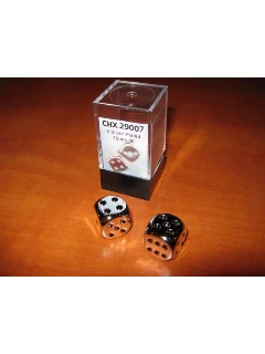 Dobókocka - 6 Oldalú 16mm-es, Ezüst Bevonatú 2db-os Szett Plexi Dobozban - Silver Metallic 16mm D6 Pair
